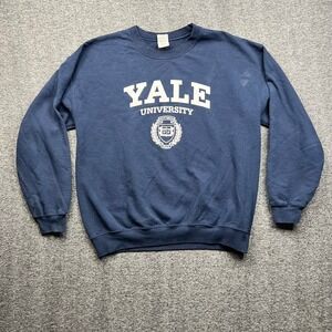 Yale University Sweatshirt Mens Large Blue Gildan Crewneck Heavy Blend Fleece
